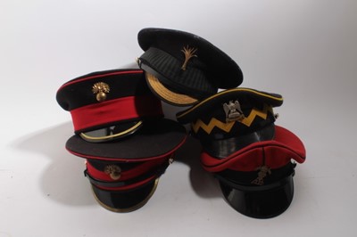 Lot 766 - Collection of 5 Elizabeth II British Military Officers caps, various regiments to include Grenadier Guards, Royal Scots Dragoon Guards, Household Calvary, and others (5)