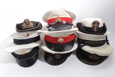 Lot 767 - Collection of 9 George VI Royal Naval and other Officers caps, together with other Naval and Regimental caps and hats (9)