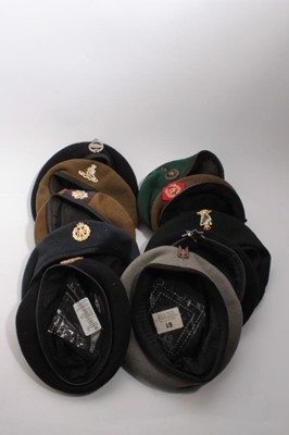 Lot 768 - Group of 10 Elizabeth II British military Berets, various regiments to include SAS and Royal Artillery (10)