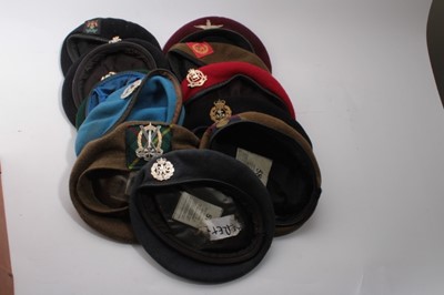 Lot 769 - Group of 10 Elizabeth II British military Berets, various regiments to include Parachute Regiment and Royal Military Police(10)
