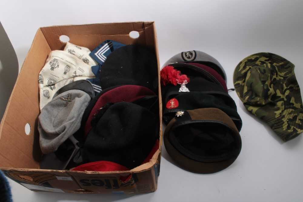 Lot 770 - Group of 10 Elizabeth II British military Berets, various regiments to include Parachute Regiment and Royal Engineers together with other caps, hats and related items (Qty)