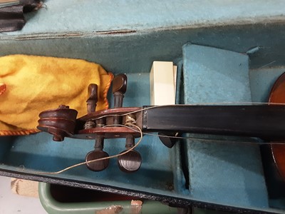 Lot 80 - Old students violin in case with bow