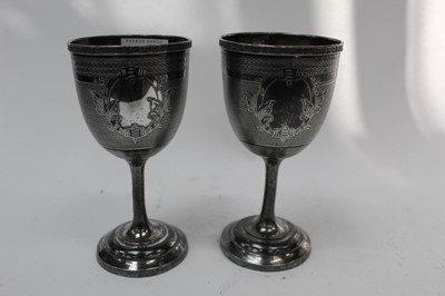 Lot 54 - Pair of silver plated goblets