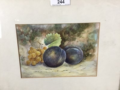 Lot 43 - Michael E. Morris (B.1957), Royal Worcester artist, pair of watercolour still life studies of fruit signed and mounted in glazed gilt frames with labels for the Halcyon Gallery Verso. (2)