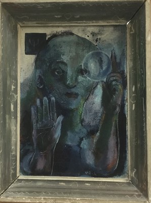 Lot 15 - Heia (Elizabeth Heia-Stocke) (1904-1956), oil on panel, boy and a bubble, signed, 26 x 20cm, in handmade frame, together with another by the same hand, figure sleeping 30 x 20cm. (2)