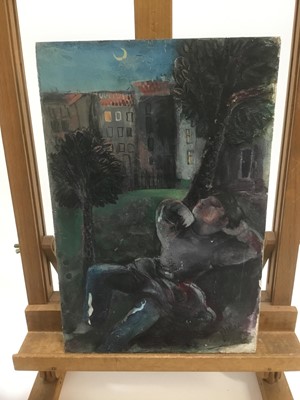 Lot 15 - Heia (Elizabeth Heia-Stocke) (1904-1956), oil on panel, boy and a bubble, signed, 26 x 20cm, in handmade frame, together with another by the same hand, figure sleeping 30 x 20cm. (2)