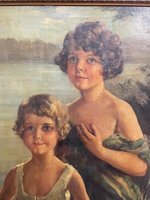 Lot 1298 - Countess Maria Zichy (1892-1963) oil on canvas - Study of two girls, Alice Rebecca and Jean Kendall