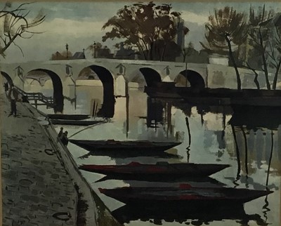 Lot 12 - Michel King (b. 1930) watercolour, Bords de Seine