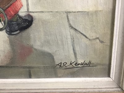 Lot 4 - Alice Rebecca Kendall (1922-2011) oil on canvas, Pedestrian crossing, signed  
N.B. Alice Rebecca Kendall was the President of the Royal Society of Women Artists