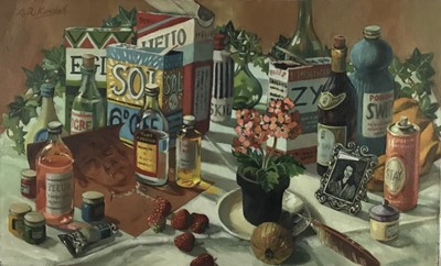Lot 5 - Alice Rebecca Kendall (1922-2011) oil on canvas, Large still life , signed  
N.B. Alice Rebecca Kendall was the President of the Royal Society of Women Artists
