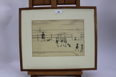 Lot 986 - Manner of L. S. Lowry, pencil drawing