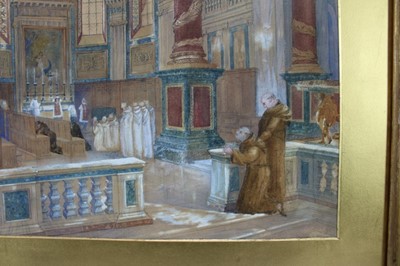 Lot 1267 - Sir William Emerson (1843-1924) pair of watercolours, interiors 
Sir William Emerson FRIBA (3 December 1843 – 26 December 1924) was a British architect, who was President of the Royal Institute of...