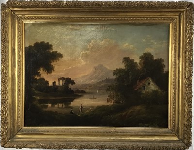 Lot 231 - Continental School, 19th century, Figures in an Italianate Landscape