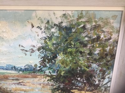 Lot 49 - Ruth Squibb (1928-2012) oil on board, River landscape, signed