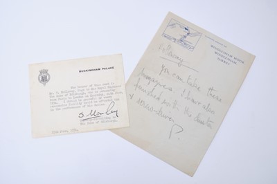 Lot 12 - H.R.H. The Duke of Edinburgh - handwritten pencil note to his Page - written on Windlesham Moor,Windlesham, Surrey headed notepaper ( the house the newly married Royal couple rented while Sunninghi...