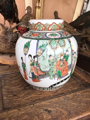 Lot 73 - Fine pair of Chinese famille verte porcelain ginger jars and covers