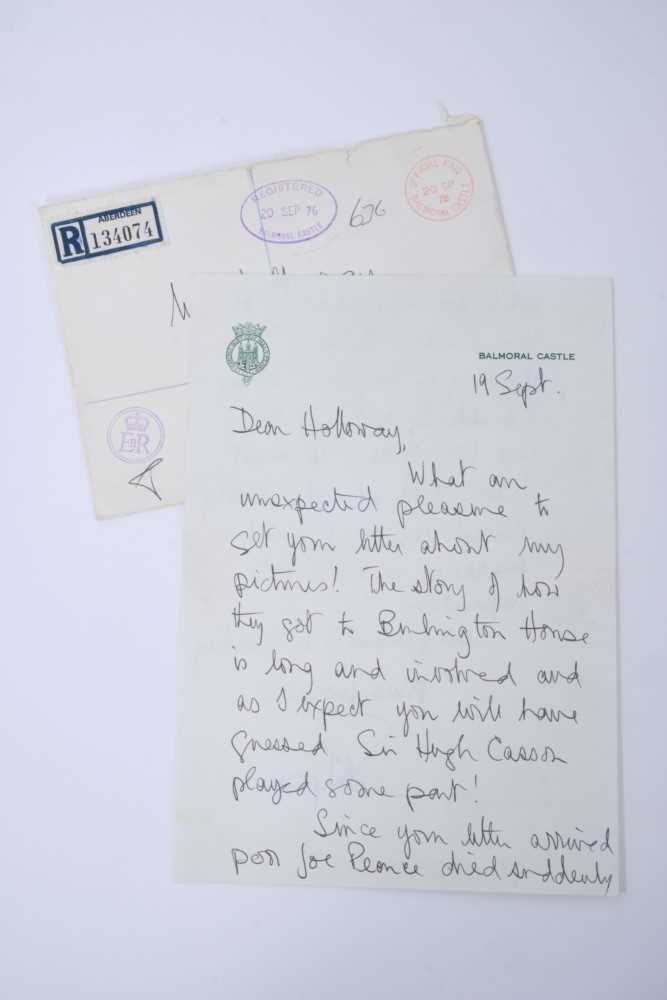 Lot 14 - H.R.H.The Duke of Edinburgh- handwritten double sided letter to his former Page, William Holloway dated 19th September 1976 and written on Balmoral Castle headed notepaper with the Dukes Royal ciph...