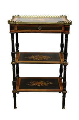 Lot 1301 - Good 19th century French marquetry inlaid three tier étagère