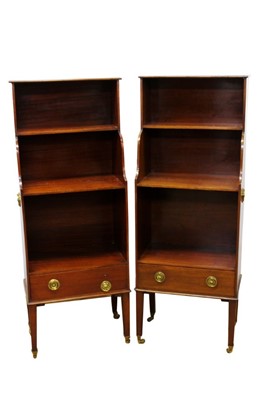 Lot 1307 - Good quality pair of Regency style mahogany waterfall bookcase