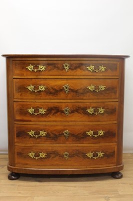 Lot 1311 - 19th century Continental mahogany and crossbanded bowfront chest of drawers