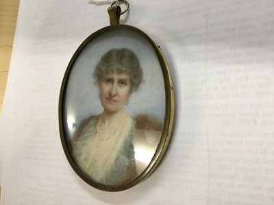 Lot 68 - English School, early 20th century, watercolour miniature on ivory depicting  Cecilia. Countess of Strathmore