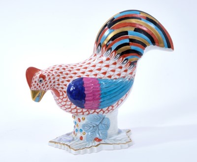 Lot 111 - Herend porcelain model of a hen, decorated predominantly in red, marks and model number 5016 to base, 18.5cm high