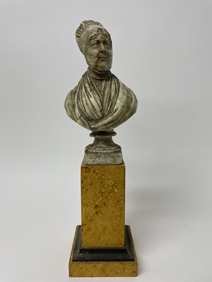 Lot 769 - Unusual wax maquette portrait bust of a lady, almost certainly Elizabeth Fry