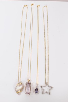 Lot 62 - Four 9ct gold pendants on chains