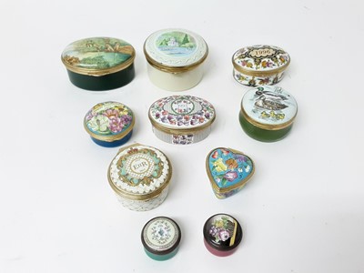 Lot 1199 - Collection of Halcyon Days enamel trinket boxes and three others (10)