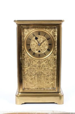 Lot 701 - Good quality Victorian four glass brass framed mantel clock by Vulliamy, London