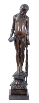 Lot 786 - Edward Lowther Dunkley (1864-1942): Fine Art Nouveau bronze figure of a girl - The Pearl