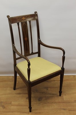 Lot 1450 - Edwardian inlaid mahogany elbow chair