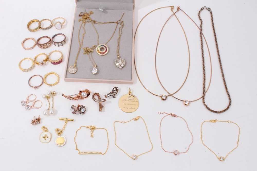 Lot 68 - Group of contemporary silver gilt paste set jewellery including necklaces, pendants, earrings and rings