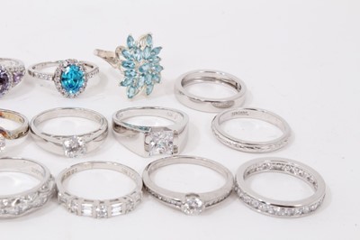 Lot 72 - Ring display box containing twenty seven contemporary silver and gem set dress rings