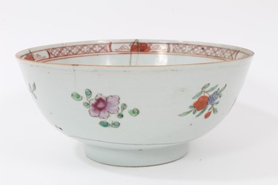 Lot 127 - Collection of antique Oriental ceramics and stands, including two Canton dishes, two 18th century Chinese teapotsa Chinese Imari dish, two 18th century Chinese bowls and one 19th century bowl