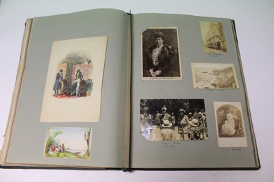 Lot 1556 - Two commonplace albums with drawings, prints and postcards