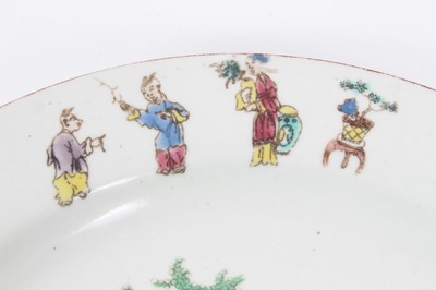 Lot 156 - A rare Bow plate, printed and painted in Chinese style, circa