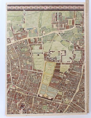 Lot 899 - John Rocque 1746 London street map, hand coloured engraved by John Pine and John Tinney