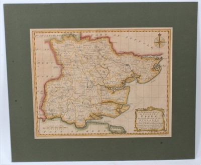 Lot 908 - Thomas Bowen 18th century hand coloured map of Essex