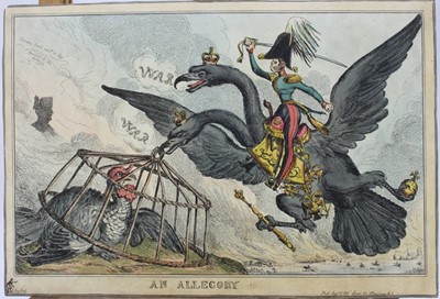 Lot 1120 - William Heath (1795-1840) hand coloured etching, An Allegory, published T McClean, circa 1828