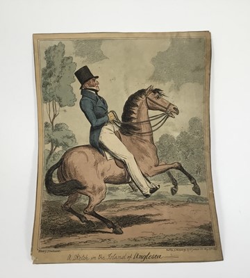 Lot 115 - George Cruikshank (1792-1878) hand coloured engraving 'A sketch in the Island of Anglesea, published G Humphrey 1820, together with three further 19th century engravings