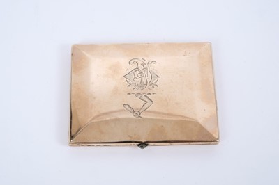 Lot 530 - Late Victorian 9ct rose gold cigarette case with engraved family crest and initials, the reverse engraved 'Gooseberry, April 23rd 1902' hallmarked London 1900, 89 x 69mm.