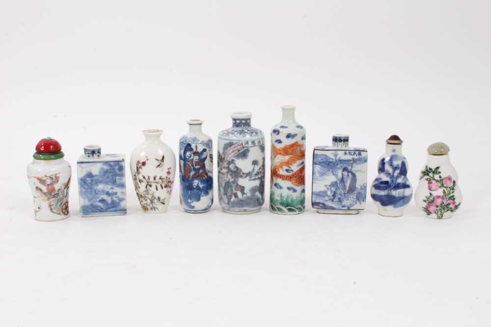 Lot 777 - Group of Chinese porcelain snuff bottles, the tallest 9cm (9)