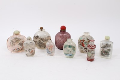 Lot 778 - Group of Chinese inside painted snuff bottles, the tallest 11cm. (9)