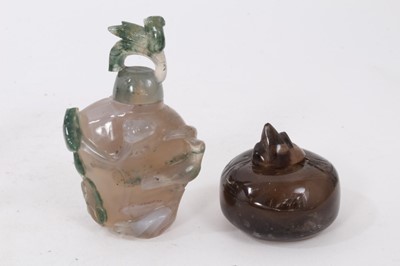 Lot 781 - Large collection of Chinese snuff bottles, in hardstone, glass and wood. (15)