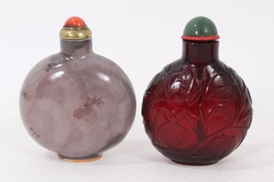 Lot 781 - Large collection of Chinese snuff bottles, in hardstone, glass and wood. (15)