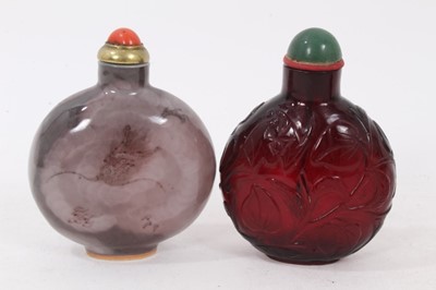 Lot 781 - Large collection of Chinese snuff bottles, in hardstone, glass and wood. (15)