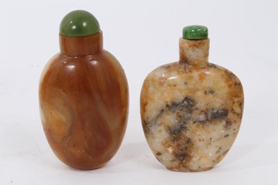 Lot 781 - Large collection of Chinese snuff bottles, in hardstone, glass and wood. (15)