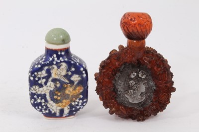 Lot 781 - Large collection of Chinese snuff bottles, in hardstone, glass and wood. (15)