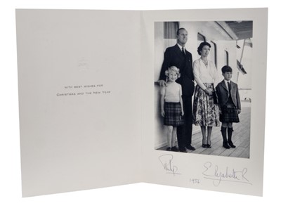Lot 25 - H.M.Queen Elizabeth II and H.R.H. The Duke of Edinburgh - signed 1956 Christmas card